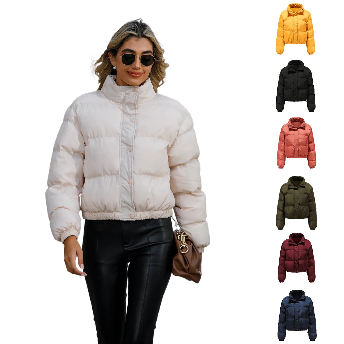 Piumino invernale da donna Cappotti Parka Caldo corto Abbigliamento donna Piumini imbottiti in cotone Cappotto capispalla casual allentato HWY376