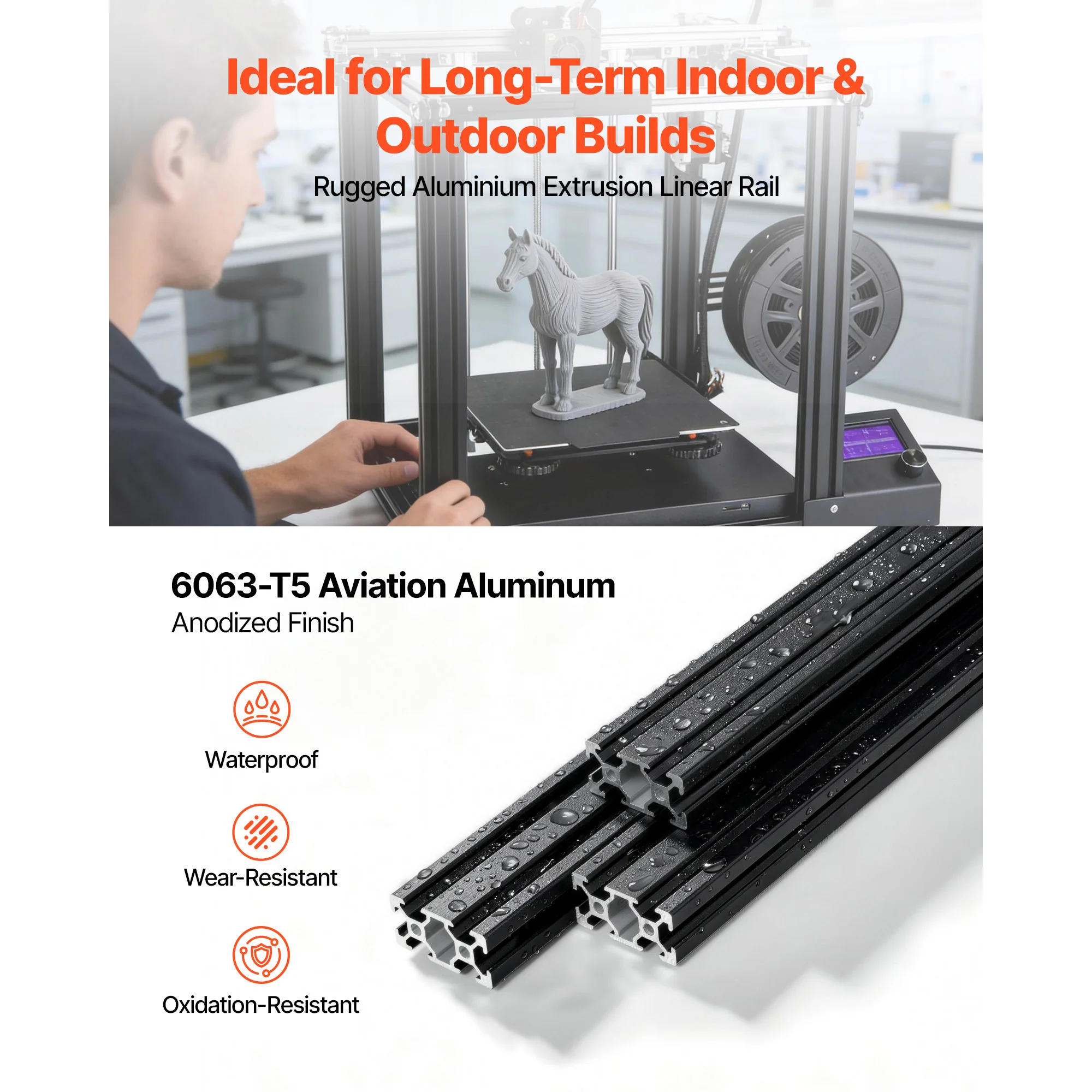 SucceBuy 5PCS 2040 Aluminum Extrusion Profile 2000 mm V Slot Anodized Linear Rail for 3D Printer Parts and CNC DIY Workbench