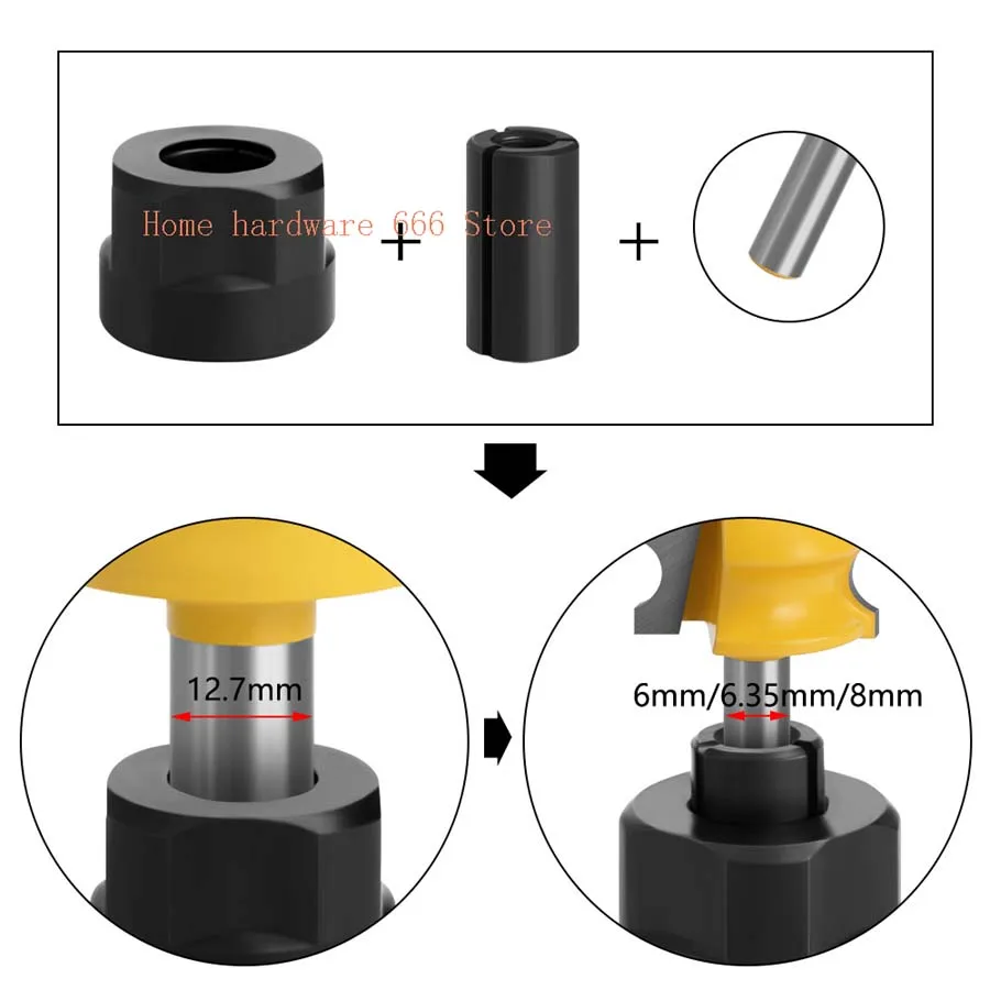 Engraving Machine Change-Over Collet Large To Small Joint Multi Specification Change-Over Collet Woodworking Milling Cutter