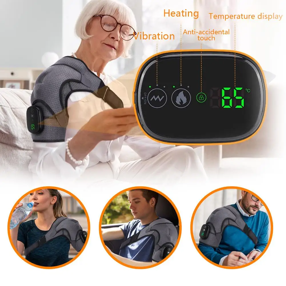 Electric Heating Shoulder Massage Heated Back Shoulder Brace Adjustable Heating Shoulder Massage Belt For Arthritis Joint I W0W4