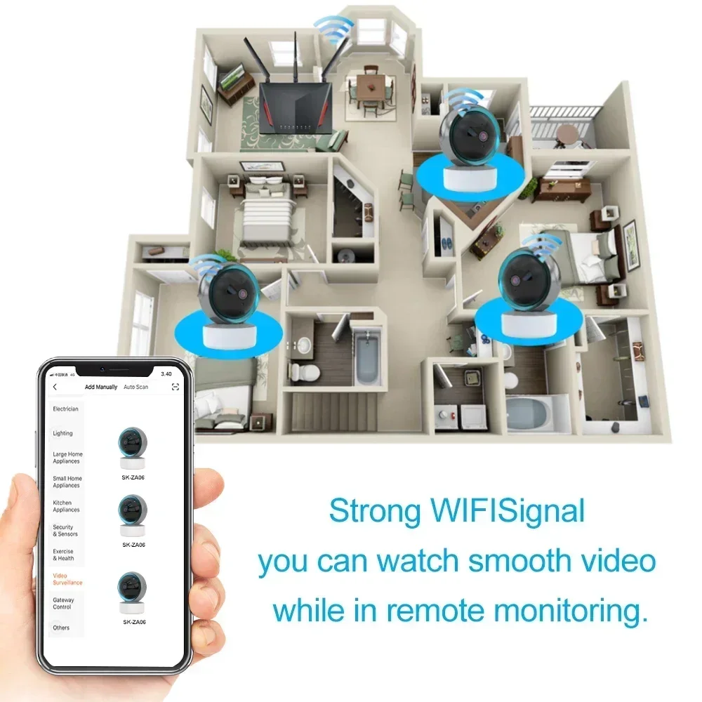 Monitor 360 ° PTZ Motion Detect Audio a 2 vie visione notturna Tuya 1080P Wifi IP Camera supporta TCP/IP/ONVIF protocollo privato Baby