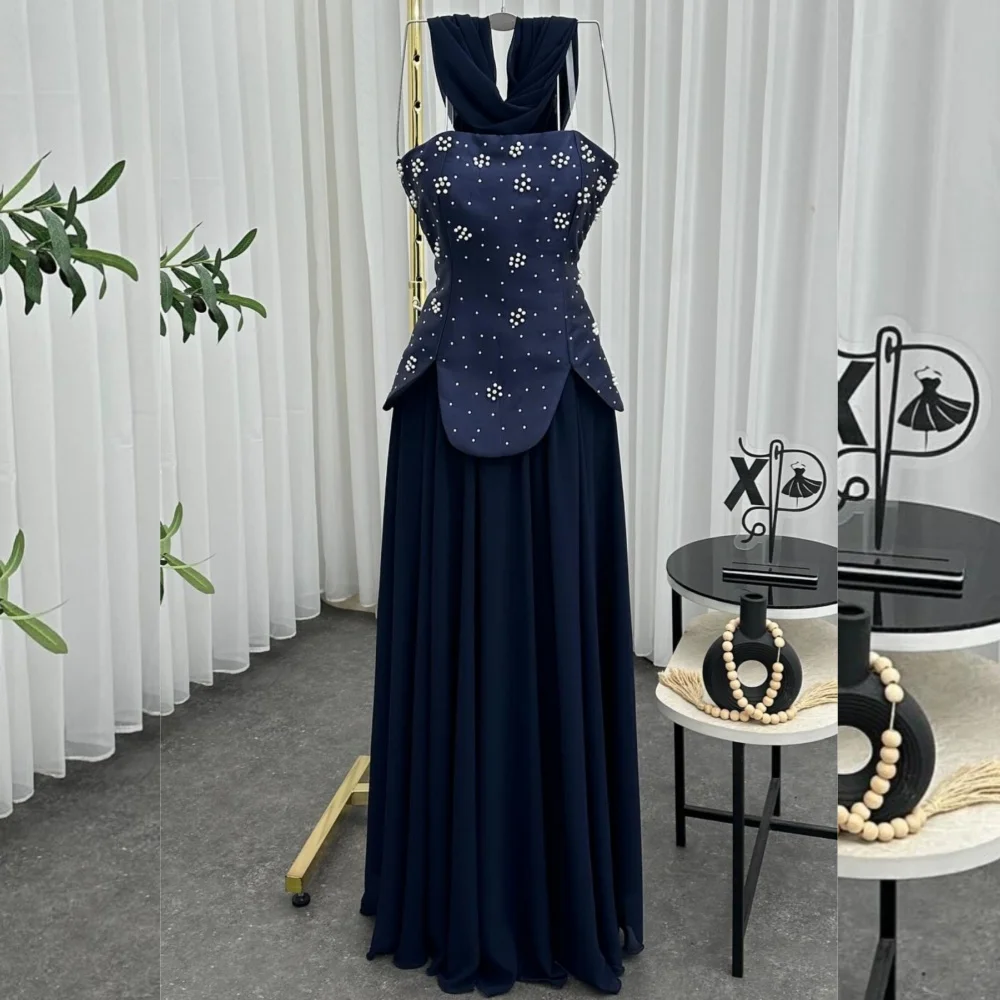 

Customized Exquisite Jersey Sequined Pleat A-line Strapless Long Dresses Bespoke Occasion Sizes Available