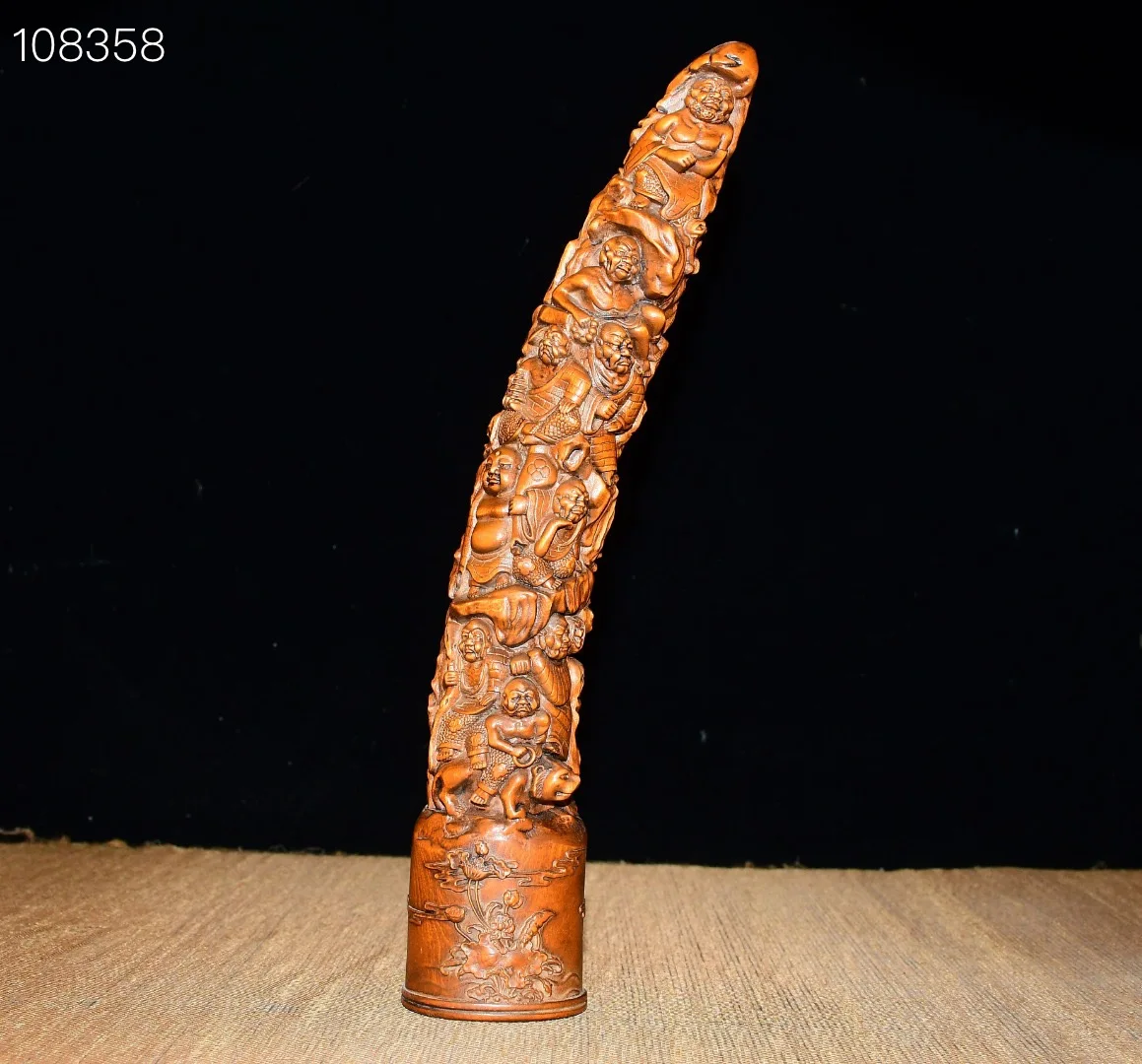 Old Boxwood 18 Arhat Buddha Sheep horn shape statue mangosteen Wenfang Amass wealth Ornaments Town house Exorcism