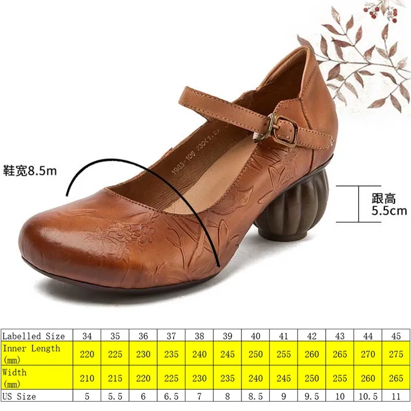 Koznoy 5.5cm Natural Cow Genuine Leather Platform Wedge Buckle Women Chunky Heels Female Round Toe Pumps Moccasins Ladies Shoes