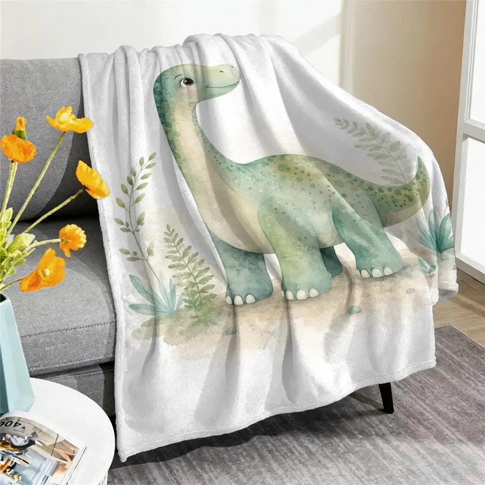 Dinosaur Jungle Kawaii Dino Throw Blanket Soft Flannel Throw Lightweight Summer Home Nap for Office Travel Sofa Bed