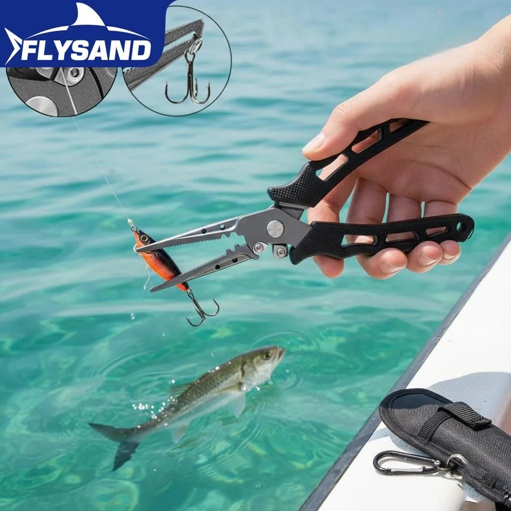 

7-дюймовые прецизионные кованые рыболовные плоскогубцы из нержавеющей стали, многофункциональные ножничные ножничные волосы, резак для колец, открывалка