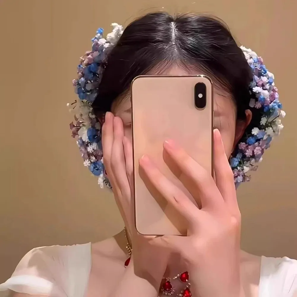 

Headdress Sweet Starry Sky Flower Hiar Clip Bohemian Fairy Thai Banana Clip Side Clip Barrettes Bride Hair Accessories Girls