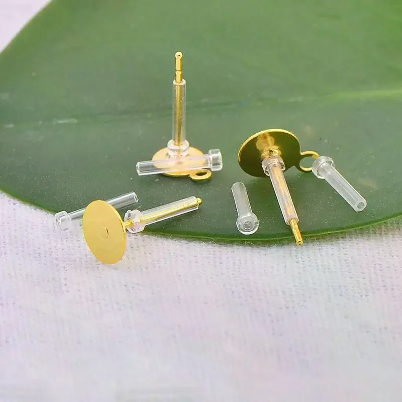 10pcs Per Lot Prevent Allergy Resin Transparent Ear Cannula Earring Sleeve For DIY Ear Jewelry Accessories