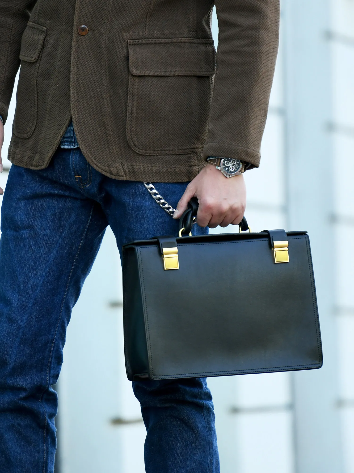

business casual designer handmade genuine leather men's briefcase vintage daily work real cow leather 14-inch computer handbag