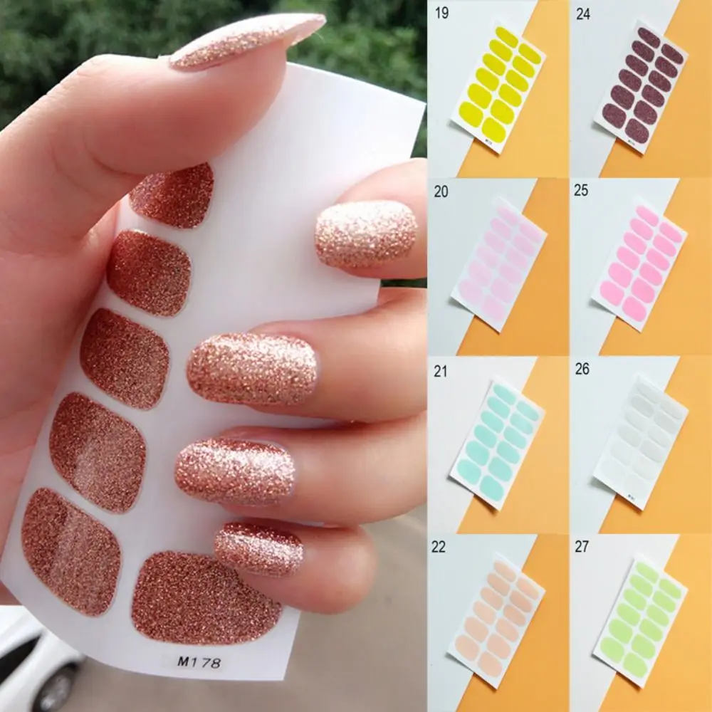 Bandes Autocollantes Scintillantes pour Ongles en Gel, 12 Doigts, Semi-durci, Nail Art, DIY