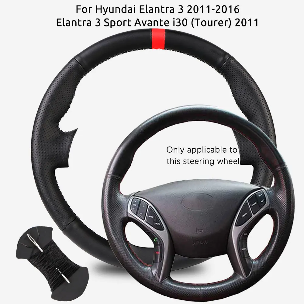 Funda de Volante de Cuero de Microfibra Personalizada para Hyundai Elantra 3 2011-2016 Elantra 3 Sport Avante i30 (Tourer) 2011