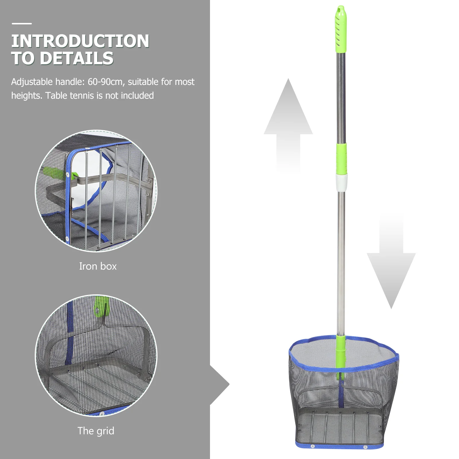 منتقي كرات تنس الطاولة المحمول مع مقبض تلسكوبي من الفولاذ المقاوم للصدأ، أداة تجميع كرات مريحة لسهولة الالتقاط #4