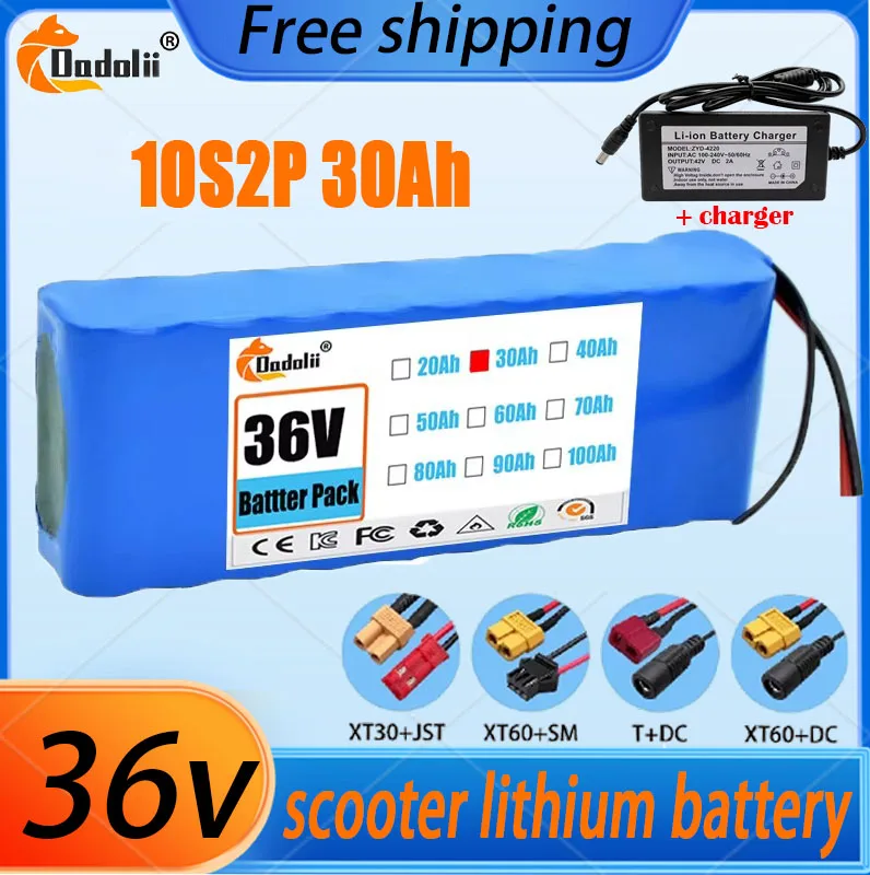 

10S2P 36V 30000mAh 18650 Lithium-ion Battery 1000W High-power and High-capacity For 36v scooter battery