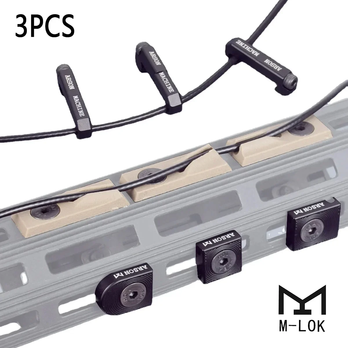 3PCS M-LOK Switch Cable Clip Wire Guide System For M300 M600 PEQ Weapon Light Cable Management Picatinny Rail