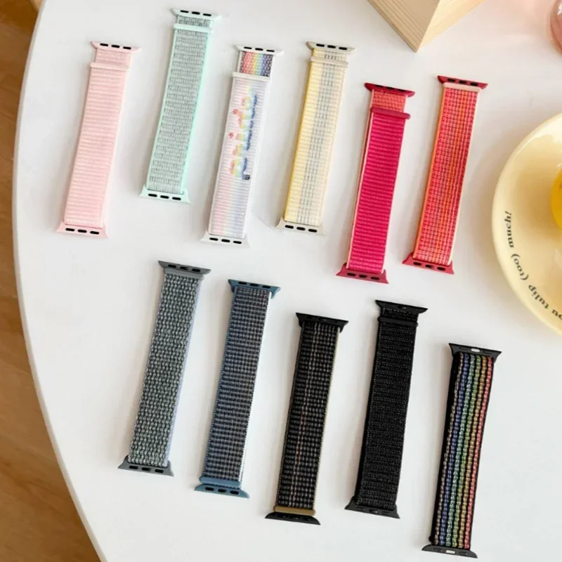 Correa de nailon para Apple Watch Band 44mm 40mm 45mm 41mm 49mm 42mm 38m 42 46 Mm pulsera iWatch Series 9 8 7 SE 6 5 4 10 Ultra 3 2 1