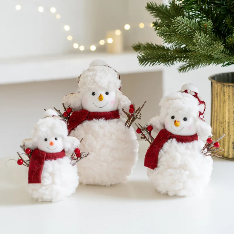 

Plush Knitted Christmas Snowman Doll Ornament -Festive Desktop Decoration For Adornos Navida 2025