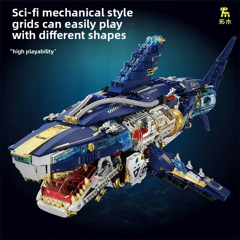 1277 pçs moc técnico mecânico tubarão do mar profundo blocos de construção tijolos montagem modelo brinquedos para crianças presente aniversário conjunto meninos