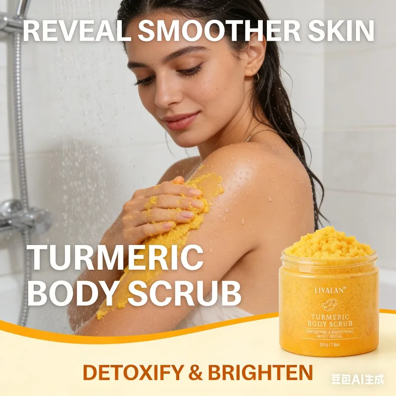 220g Turmeric Face Body Scrub Soften Cutin Brightening Moisturizing Salt Pore Cleaning Skin Smooth Exfoliating Skin care 1pcs