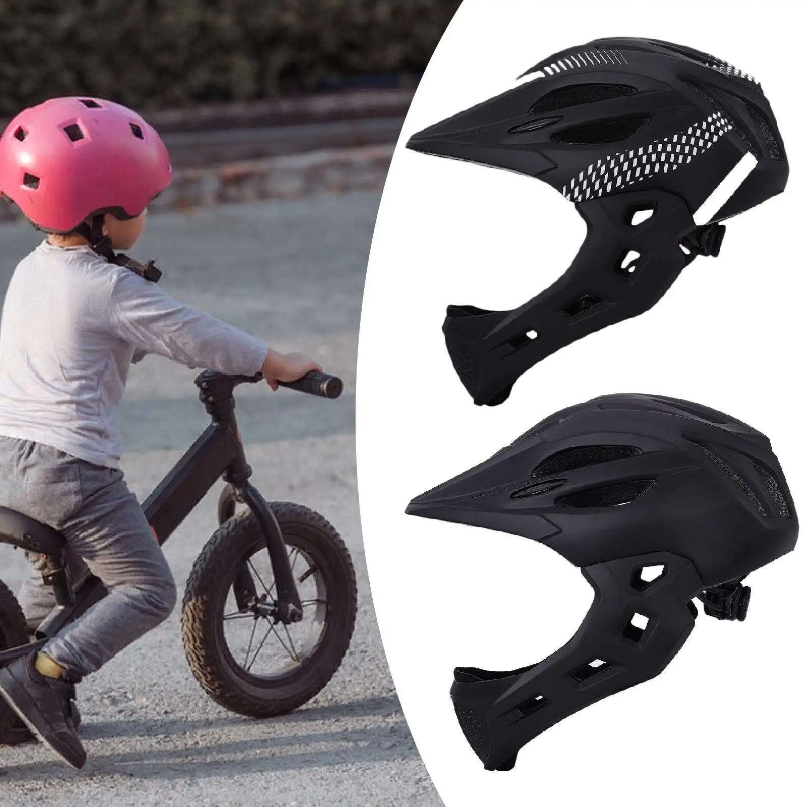 

Kids Full Face Bike Helmet Cycling Accessories,Shock Absorbing Bicycle Helmet for Child BMX Snowboarding Bikes Riding