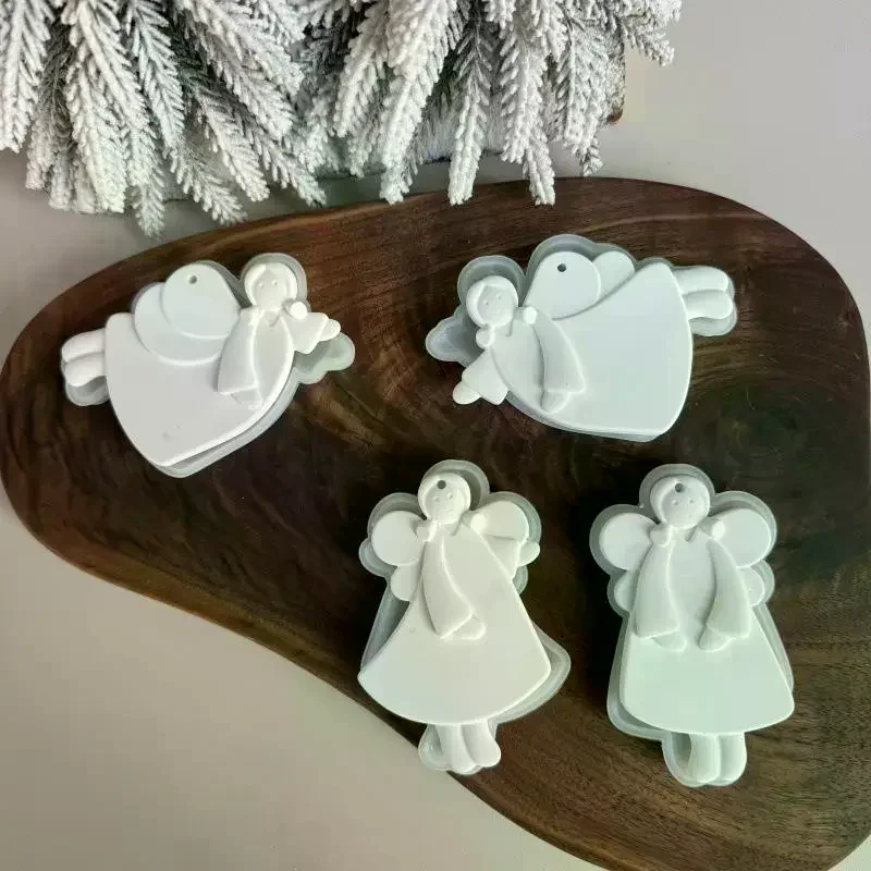 【New】1Pcs Christmas Tree Hanging Ornament Plaster Concrete Resin Mould DIY Angel Love Girl Silicone Mold Girl Craft Supplies