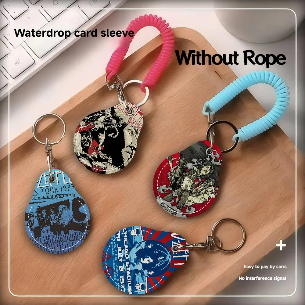 حامل بطاقة الوصول الجلدي L-Led Z-Zeppelin، سلسلة مفاتيح قطرة الماء، غطاء حماية لبطاقة الحافلة #4