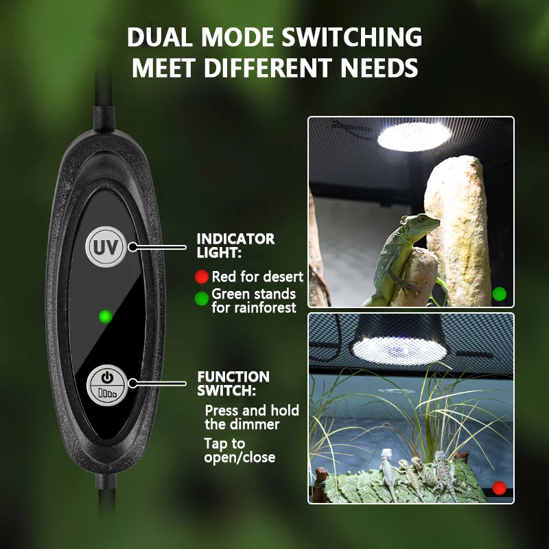 

UVB-UVA Day Light Night Light Black on Detachable Lighting Fixture Amphibious Climbing Pet Detachable Lampshade Installation