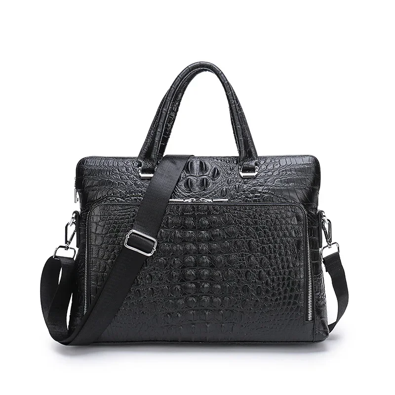 New Luxury Alligator Cow Genuine Leather Business Men\'s Briefcase Male Briefcase Shoulder Bag Men Messenger Laptop Computer Bag