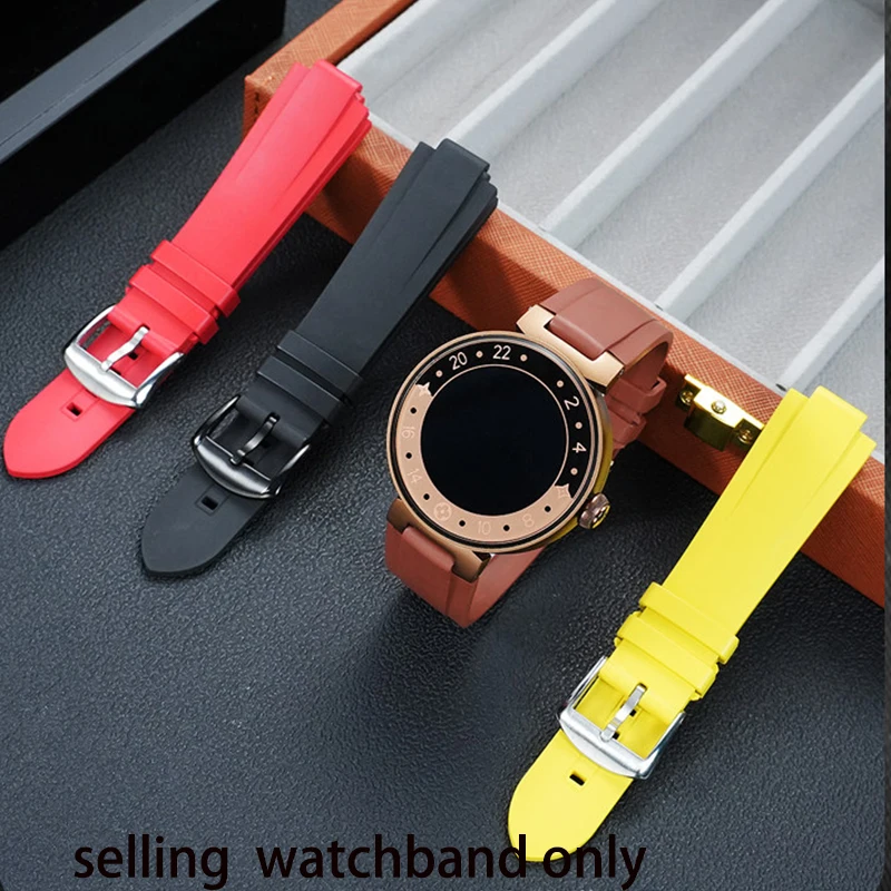 For LV smartwatch Louis Vuitton quick release fluororubber convex mouth watch strap men's first  second and third generation