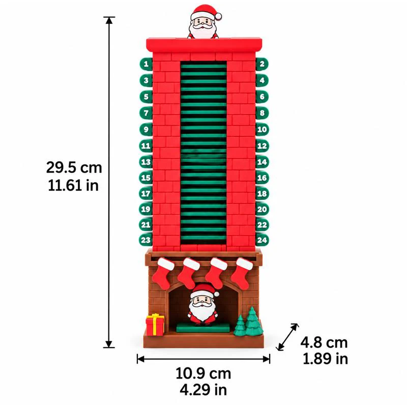 3D-Druck Weihnachts-Adventskalender 24 Tage Weihnachtsmann-Kamin Countdown-Kalender Weihnachts-Heimdekoration Kreatives Interaktives Geschenk – Detail 2