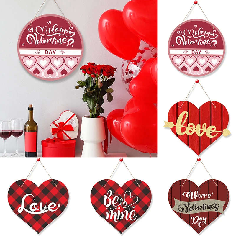 Heart Love Happy Valentine's Day Paper Wall Door Hanging Ornaments For Valentine Day Wedding Anniversary Party Decoration