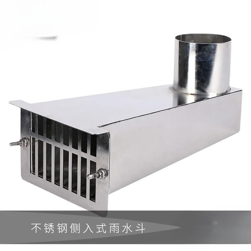 Side-discharge rainwater hopper, 304 stainless steel downspout Stainless steel gutter side-entry rainwater hopper