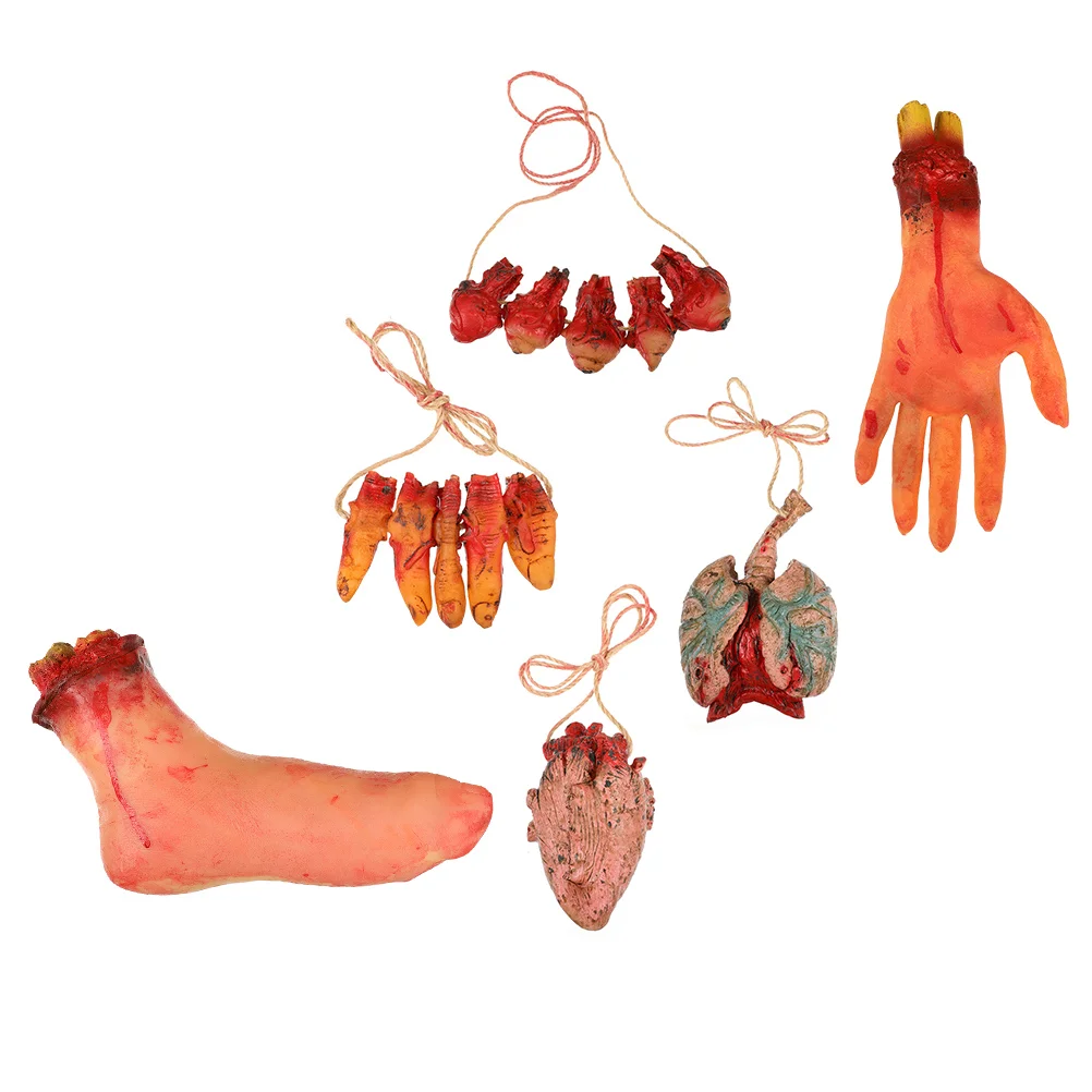 

6 Pcs Tricky Toys Halloween Supplies Party Prank Broken Body Parts Hanging Decors Adornments Fake Foot Pendants Haunted House