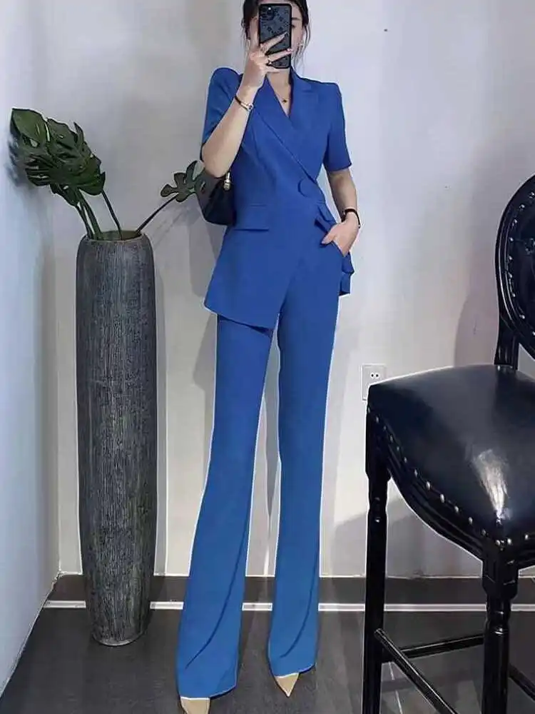 

Ele Godd Sle Profional Suiting женские широкие брюки с высокой талией, комплект из двух предметов, модное лето 2024, Новое поступление