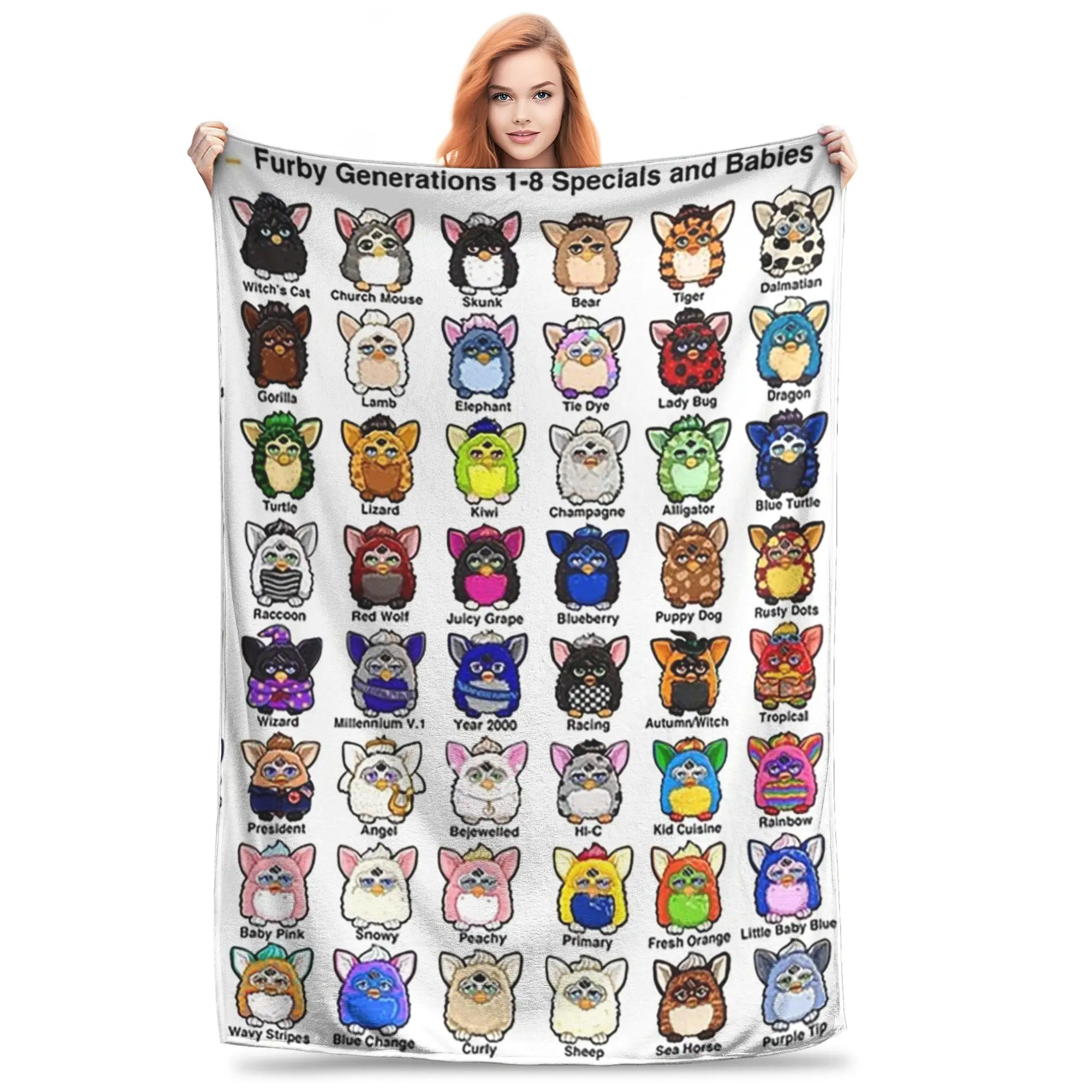 Furby Collection Blankets Soft Warm Flannel Throw Blanket Plush for Bed Living room Picnic Travel Home Sofa