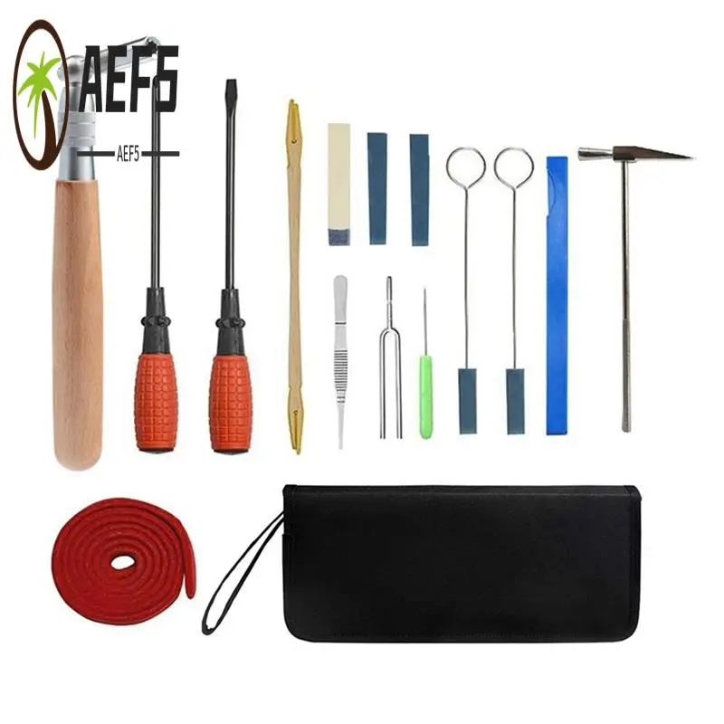 

AEF5-16-Piece Set Professional Piano Tuning Kit Tuner Tool Set Wooden Handle Fixed Tuning Wrench With Bag
