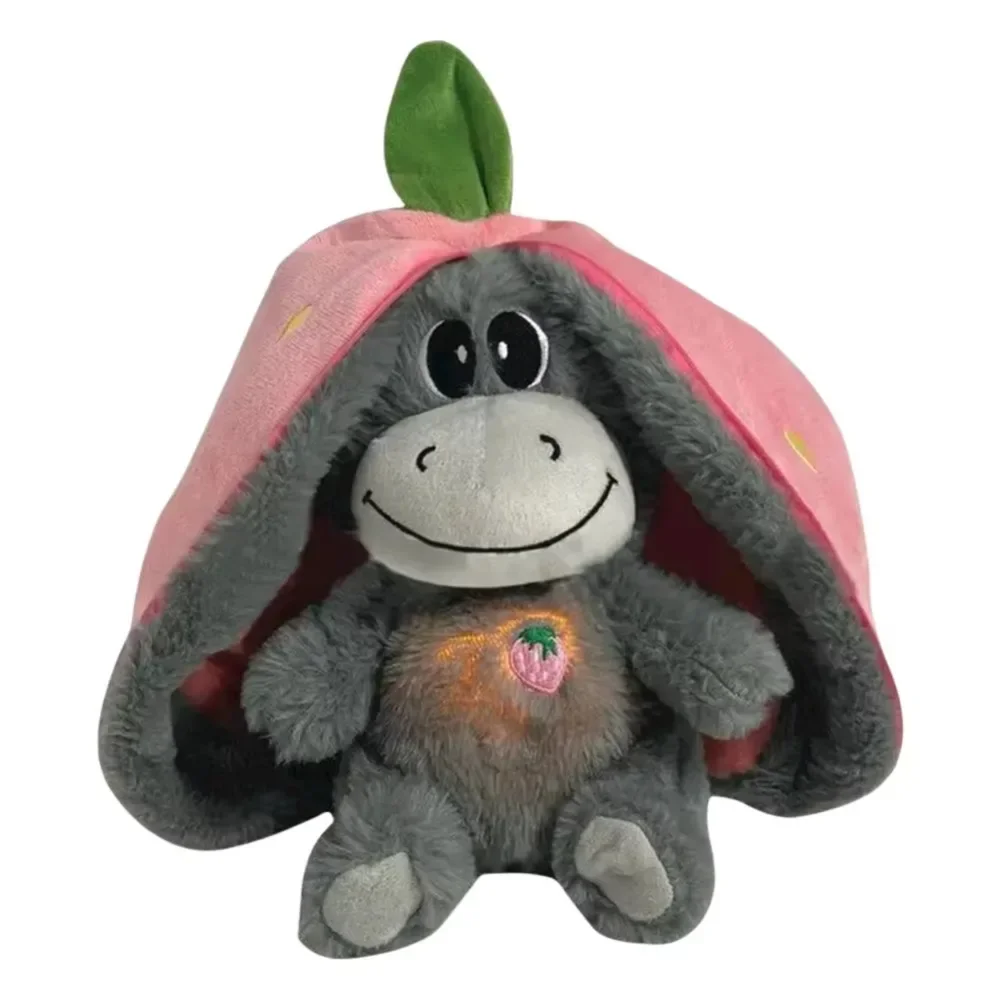 

Baby 30cm Strawberry Donkey Plush Toy Stuffed Creative Into Fruit Transform Breathing Donkey Sleeping Doll for Kid Birthday Gift