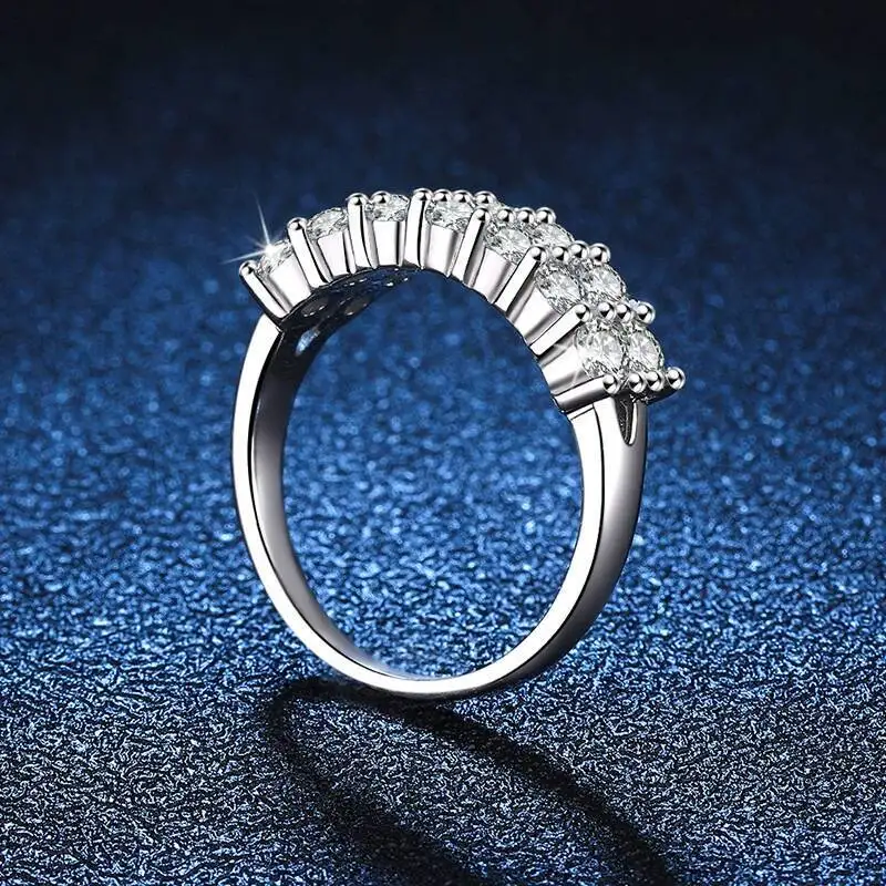 SG 1.4ct D اللون مويسانيتي ضياء الدائري للنساء ريال فضة الزفاف المشاركة الخلود الفرقة مجوهرات جديد