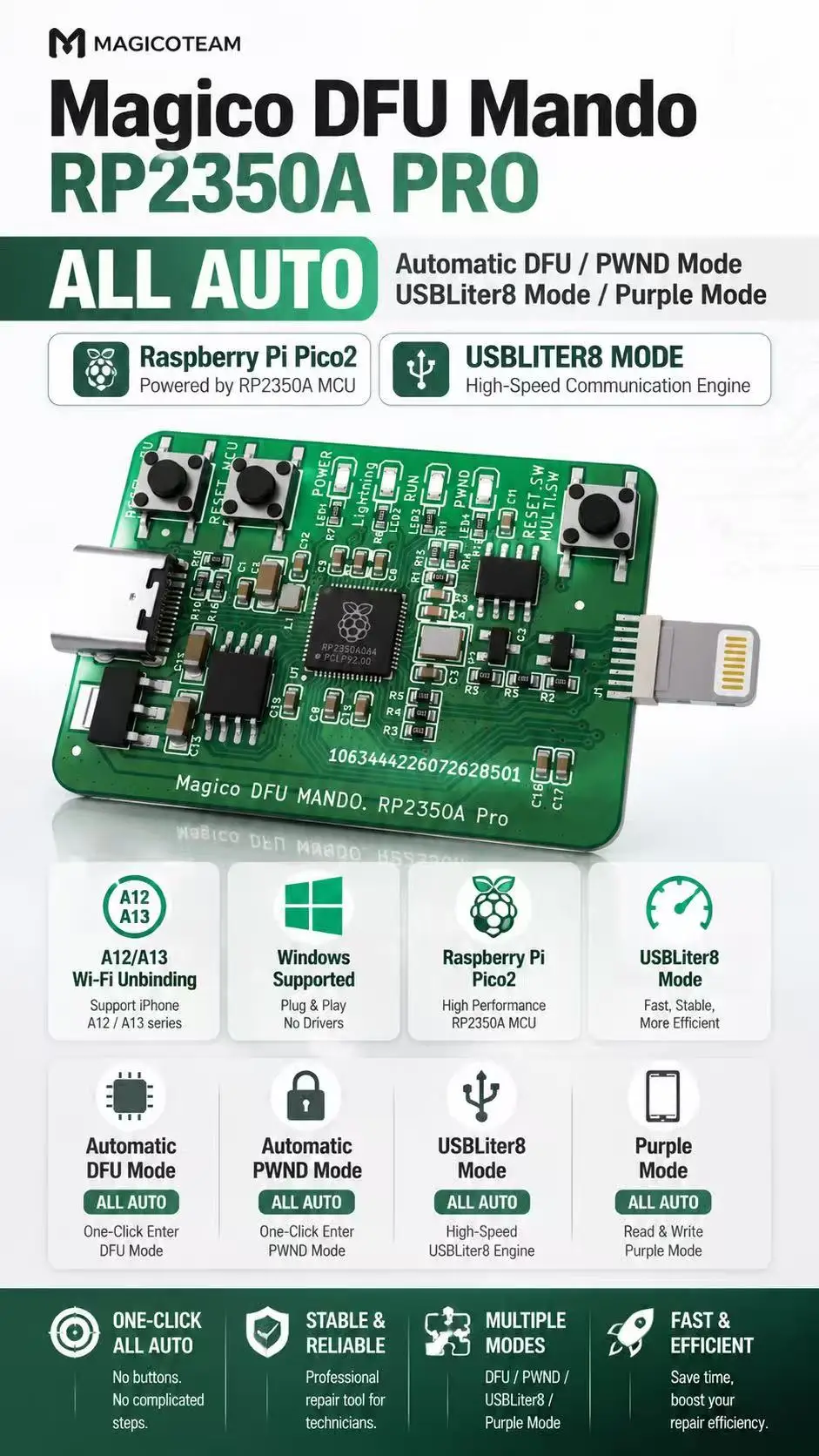 Magico DFU MANDO: RP2350A PRO Automatic DFU Tool for iPhone Entering DFU / PWN Mode image 4