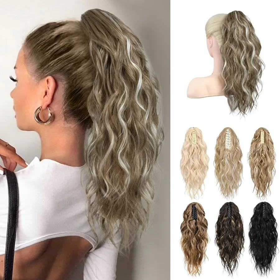 LONAI Extension de queue de cheval 18 pince à griffe ondulée Extensions de queue de cheval ZJ001 pince à griffe ondulée bouclée dans les Extensions de cheveux faux Pon synthétique