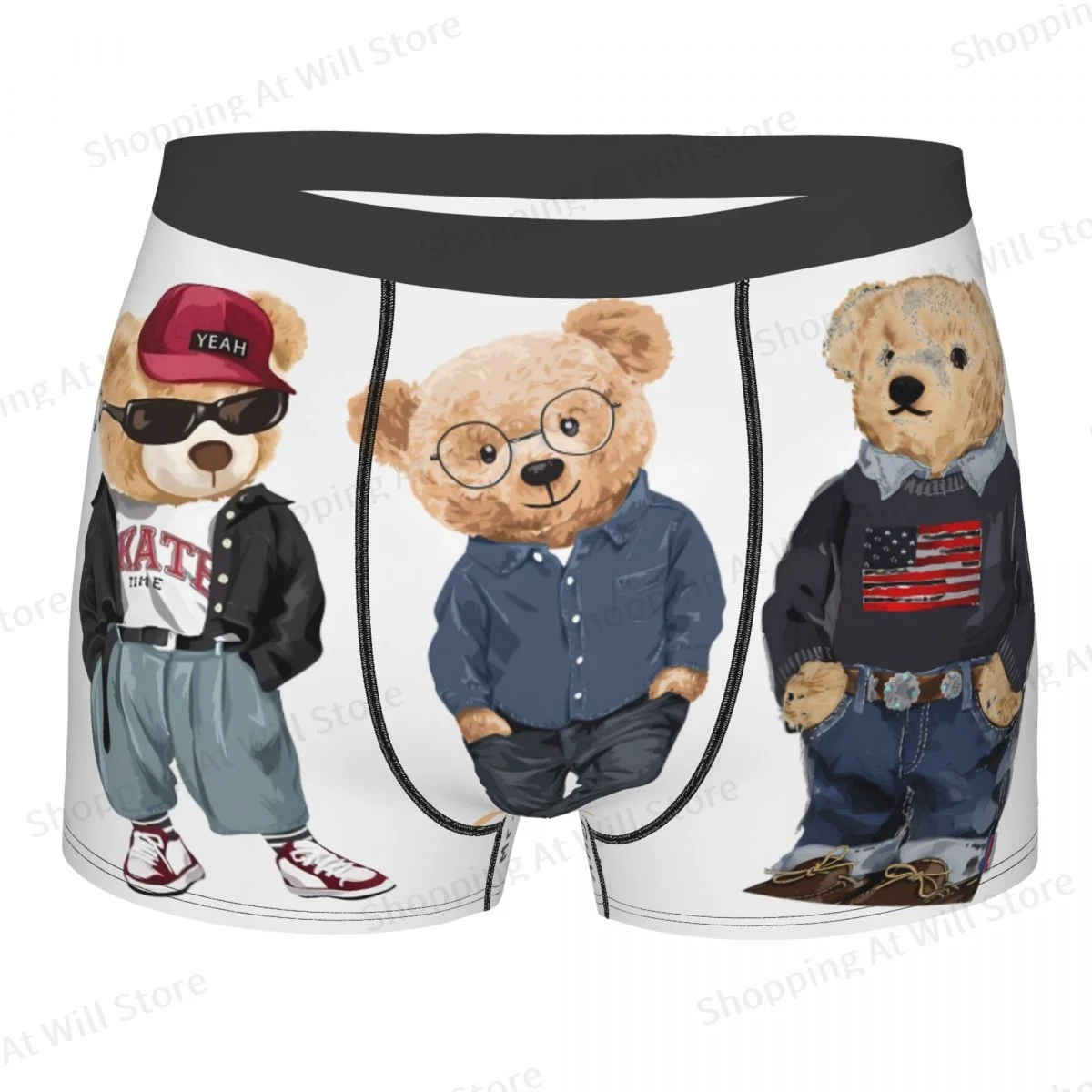 Teddy Bear Mr Nice Guy Men Boxer Briefs Highly Breathable Underwear High Quality Print Shorts Birthday Gifts