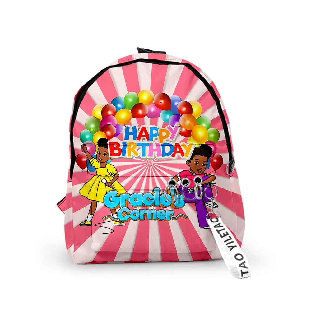 

Fashion Novelty Gracies Corner Backpacks Boys/Girls pupil School Bags 3D Print Keychains Oxford Waterproof Cute Small Backpacks