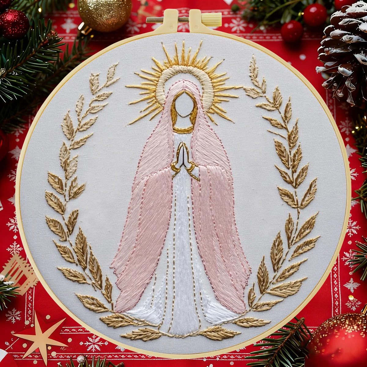 

1pc 20X20CM/15X15CM Holy Mother Embroidery Starter Kit DIY Cross Stitch Sewing Art for Gift