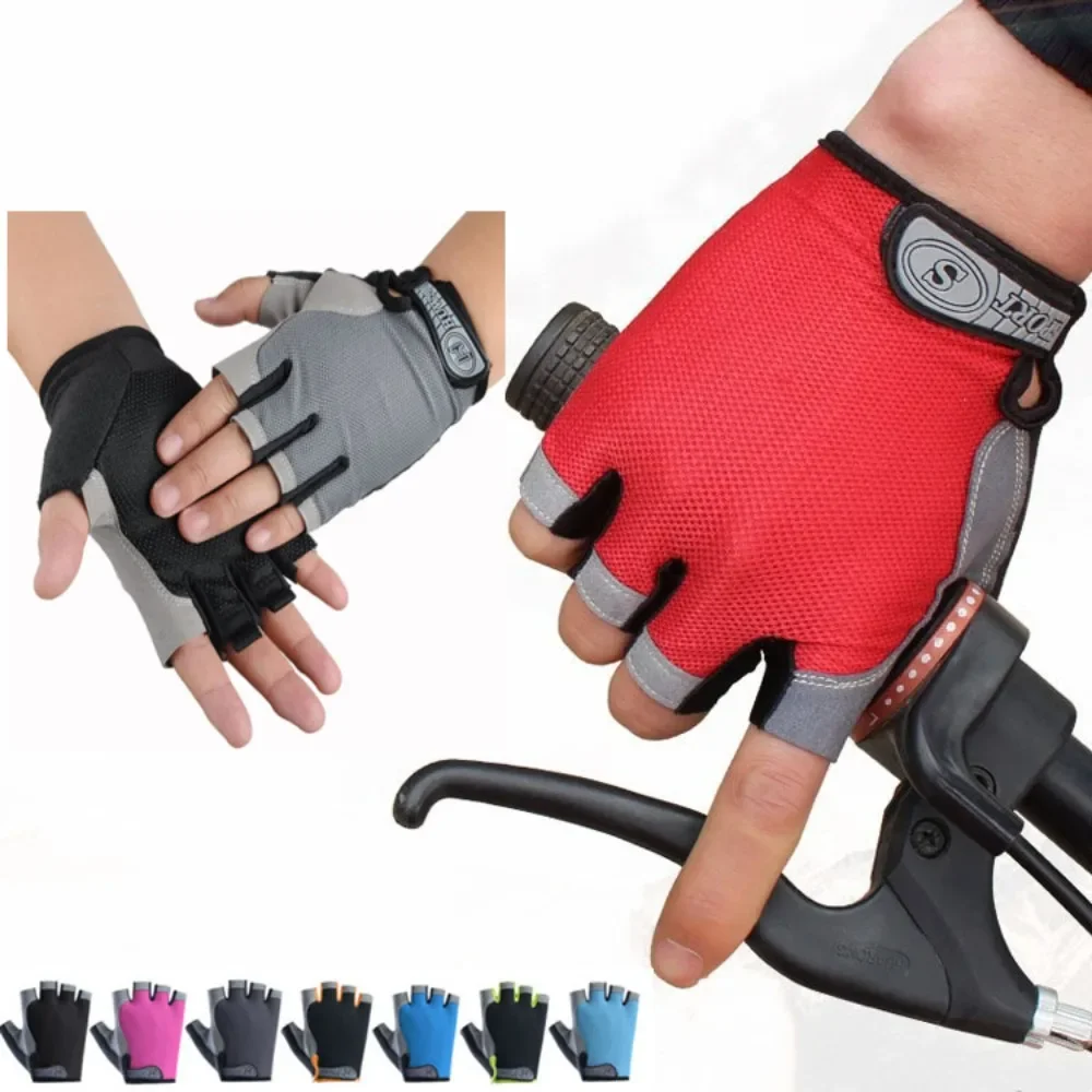 Guantes de ciclismo para hombre y mujer, Manoplas sin dedos para levantamiento de pesas, gimnasio, Bmx, Mtb, accesorios de bicicleta