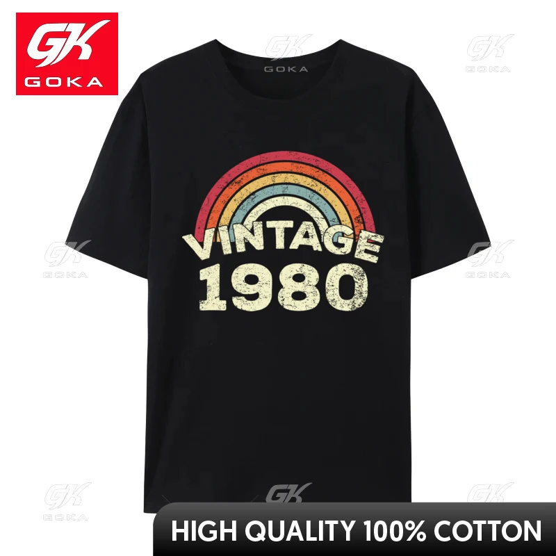 Vintage 1980 Made in 1980 41st Birthday 41 Years 6 Tops Shirt Printed on Plain Rife Normal Cotton Camisa Men Top T-Shirts