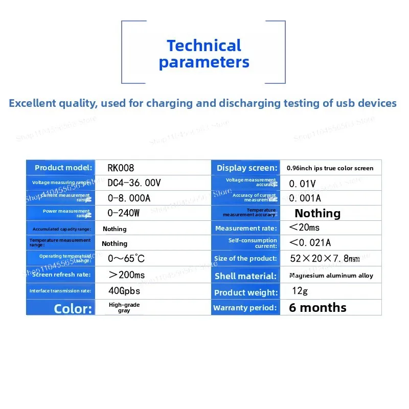 

RK-C1 Power Meter Color Screen Fast Charging Tester Voltage and Current Meter 8A Gravity Rotation Tester