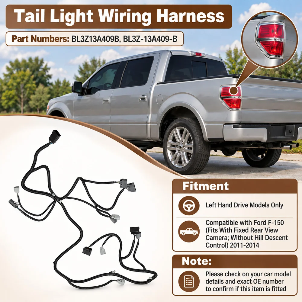 For Ford F-150 2011 2012 2013 2014 Tail Light Wiring Harness BL3Z13A409B BL3Z-13A409-B ABS Plastic Copper Alloy Car Accessories