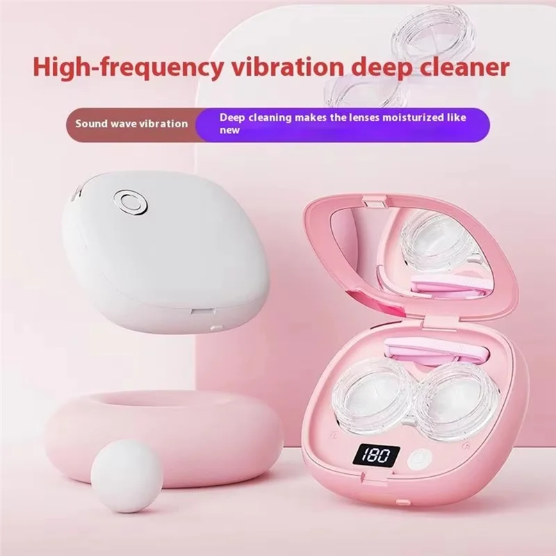 여행용 충전식 초음파 세척기 (미러 세척함 포함, 콘택트렌즈용 3단계 모드)