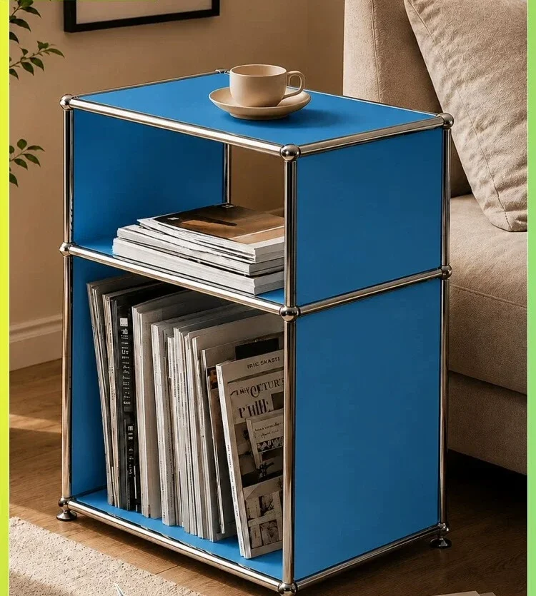 Multifunctional Bauhaus-style Small Coffee Table With Storage—featuring A Dual-layer Design And Mini Shelving Unit