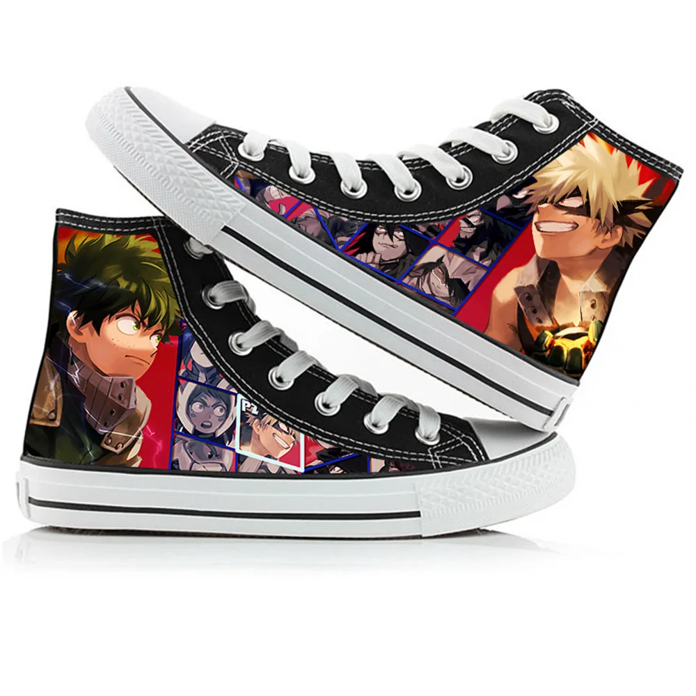 Fashion Shoes Boku No My Hero Academia Midoriya Izuku Deku Bakugou Katsuki Todoroki Shoto Cosplay Printed High Top Canvas Shoes