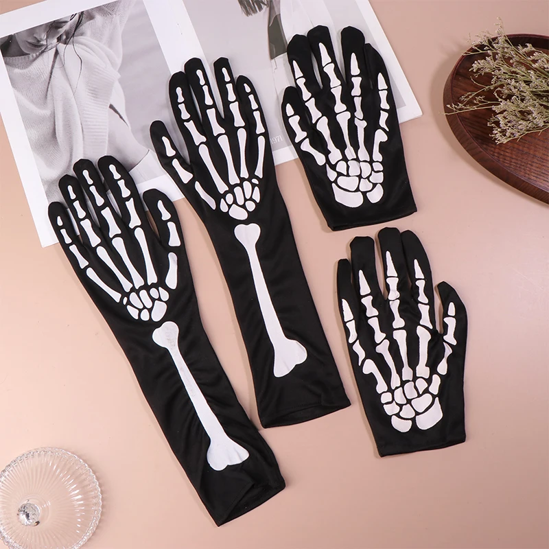 1Pair Punk Skeleton Skull Gloves Halloween Cosplay Gloves Unisex Masquerade Props Cocktail Horror Party Glove